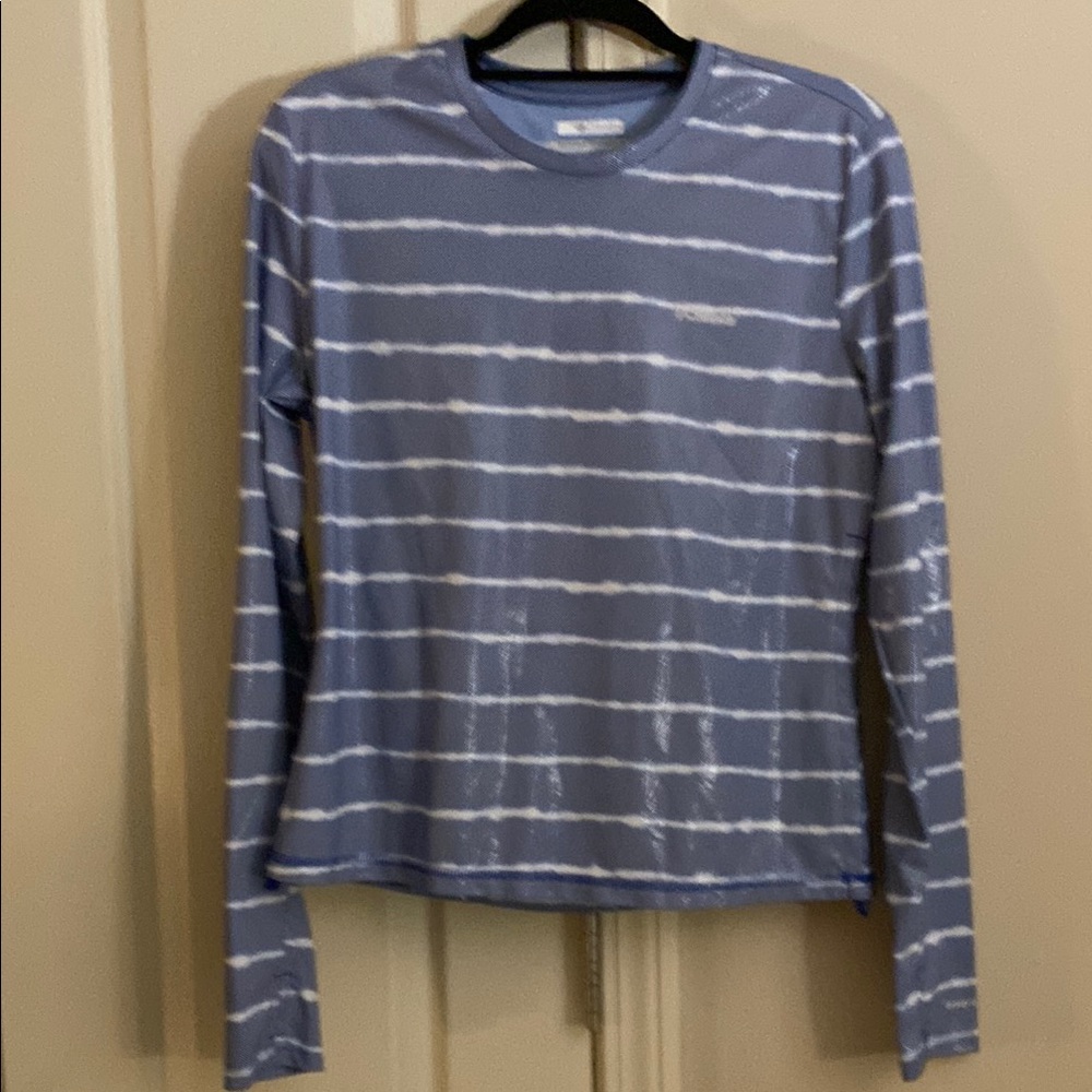 Columbia Blue and White Striped Long Sleeve Tee